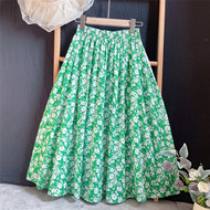 春夏季小碎花裙半身裙女印花2026新款高腰A字裙子棉麻中长款舒适
