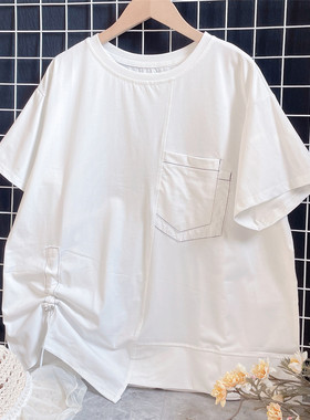 2026夏季款纯白色棉质短袖他T恤精品女装上衣宽松版休闲百搭小众