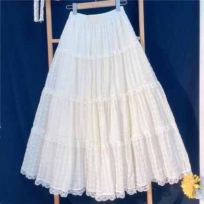 超长裙品质早春季蕾丝裙温柔甜美重工刺绣层叠蛋糕半身裙女大裙摆