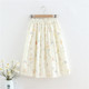 2026春夏季 松紧腰半身裙女中款 伞裙小个子学院风裙子女杏色小碎花