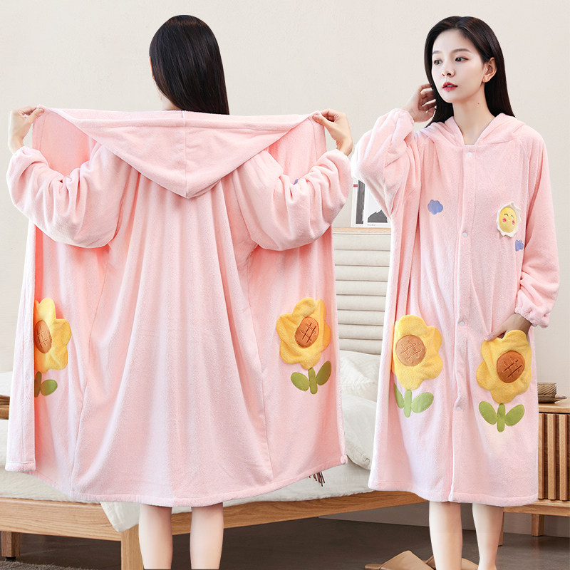 长袖浴袍浴巾可穿可裹四季通用大人男女儿童浴裙斗篷睡袍吸水速干