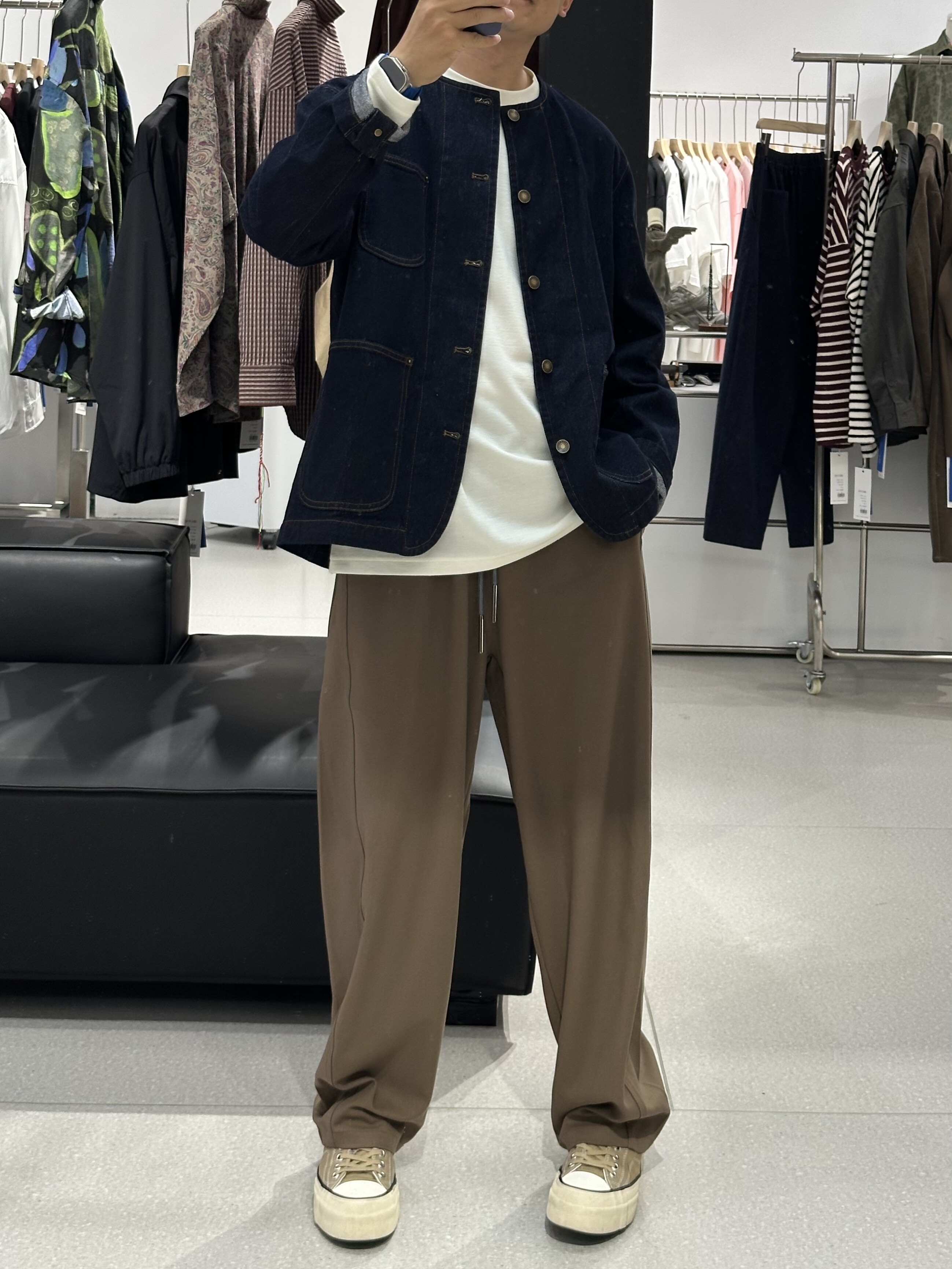 【理应年轻】设计款无领单宁小香风简约百搭宽松休闲风牛仔蓝外套