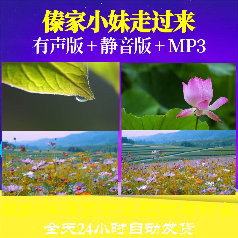 l65951z傣家小妹走过来民族风竹林花草唯美风景儿童节背景视频素