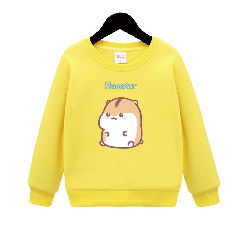 秋冬季加厚黄色卫衣女童儿童中大童装内搭打底衫超厚保暖加绒衣服