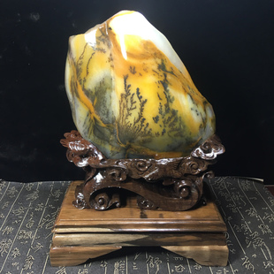 玉石原石云南龙陵天然黄龙玉水草花摆件洋烟河料原封石开窗新品