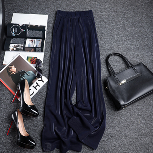 女高腰显瘦垂感复古直筒休闲裤 阔腿裤 潮 子女2026春季 欧货深蓝色裤