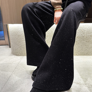 欧货亮片阔腿裤子2025新款今年流行爆款宽松显瘦直筒休闲裤女长裤