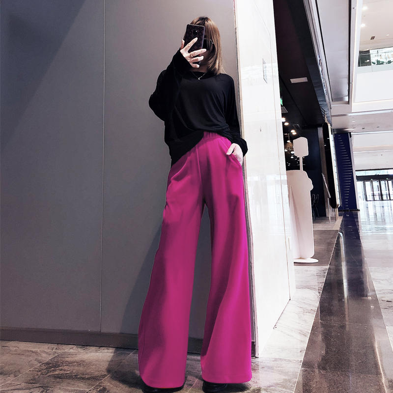 玫红色加绒裤子休闲裤女2025新款