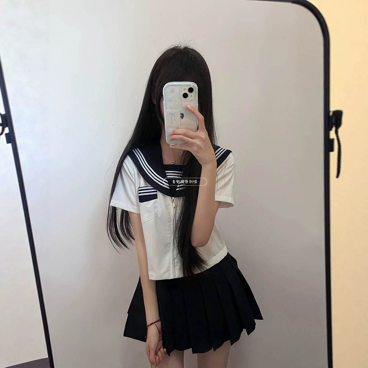 日系甜妹JK制服学院风基础中间开襟三本水手服原创正版短袖套装女