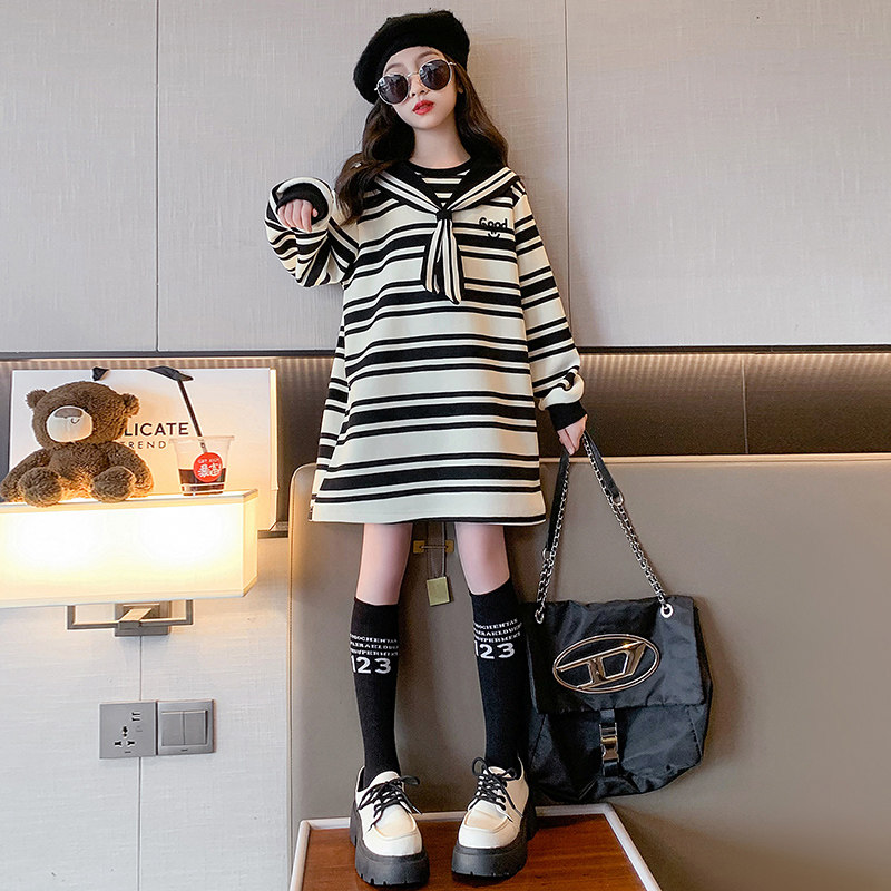 女童卫衣中长款春秋款2024新款女孩秋装上衣洋气儿童大童衣服秋季