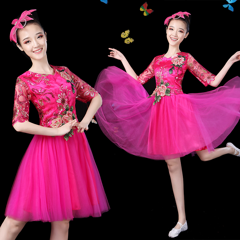 现代舞蹈服装演出服女2019新款时尚亮片跳舞广场舞连衣裙套装成人|msdalam kategori Butik wanita / wanita, pakaian/pakaian kebangsaan/peringkat pakaian, pakaian kebangsaan/pakaian - dari Buy2taobao.com untuk memberikan perkhidmatan ejen Taobao profesional membeli