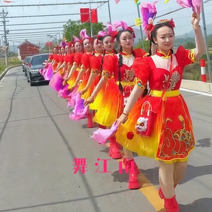 火凤凰新款中国风红色演出服女喜庆打鼓秧歌舞蹈服成人舞台装