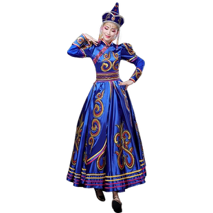 新款蒙古服装女生活装民族风现代舞蹈演出服饰大摆裙高端表演长裙