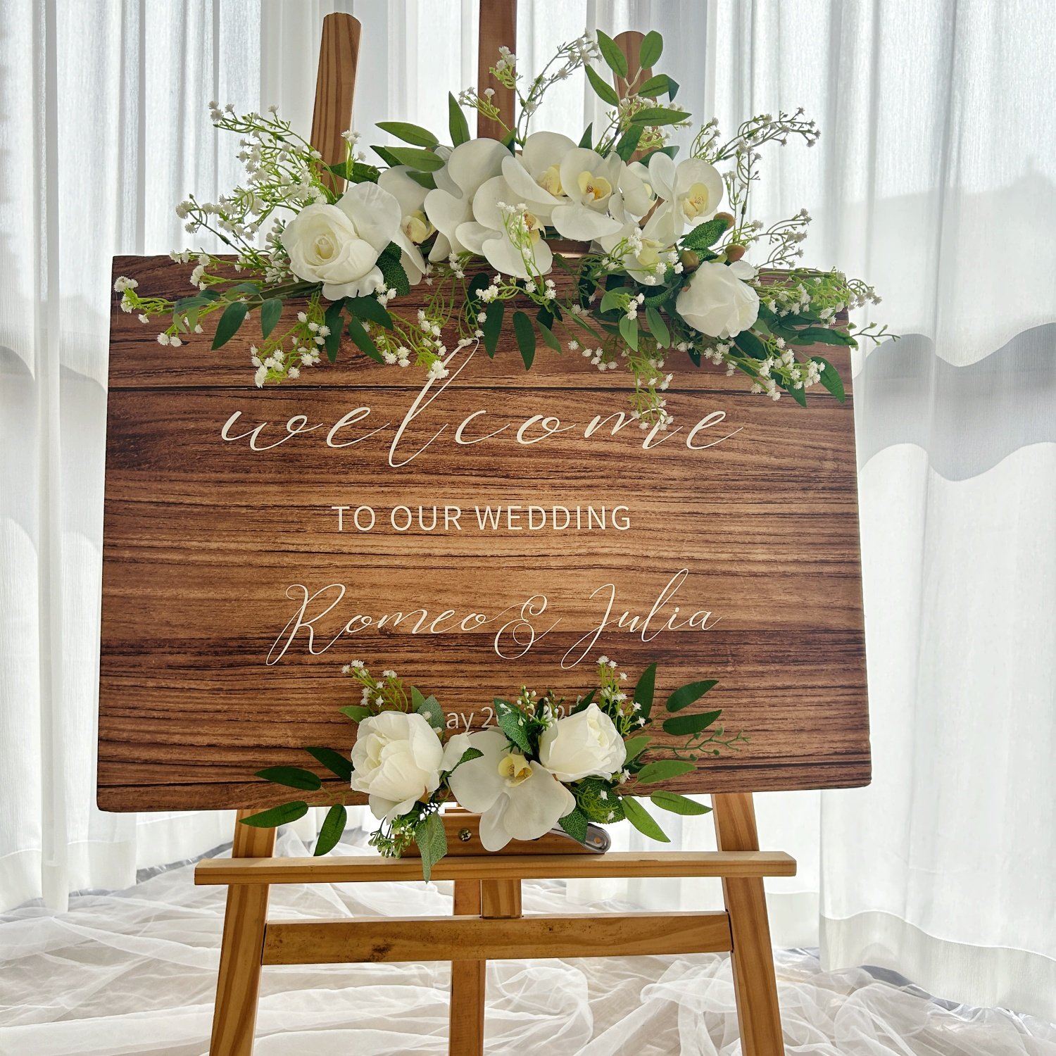 婚庆迎宾海报牌装饰花艺派对广告牌4S店水牌服装店商场指示牌绢花