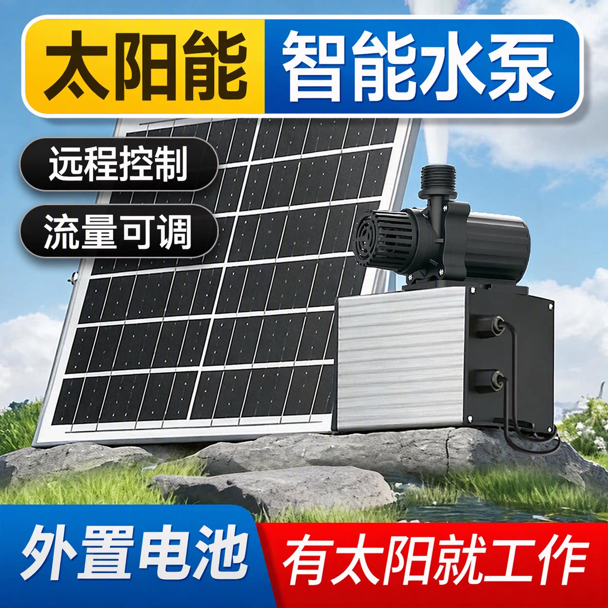 HASE太阳能鱼缸水泵过滤器低压假山流水摆件古法养鱼水循环系统