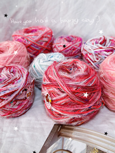 手混线粉毛线马海毛彩色钩针线亮片少女围巾毛衣包包编织线特色线