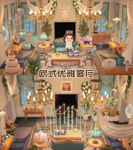 动森欧式优雅客厅新品道具
