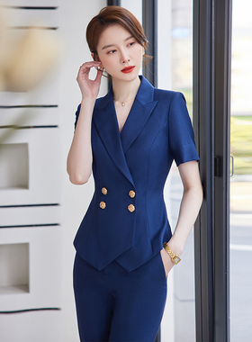 夏季职业装西服套装女气质通勤售楼部前台经理职场西装工作服薄款