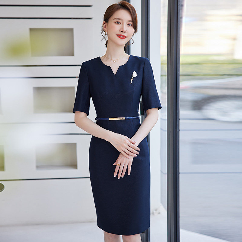 高级感西装连衣裙夏短袖气质时尚通勤行政前台职业工装裙子工作服