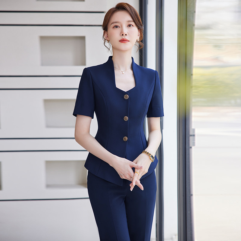 夏季西装外套女时尚工装小个子职业西服套装工作服酒店前台工作装