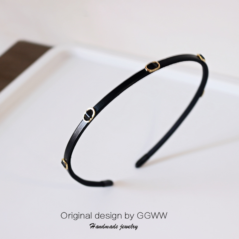 原创pu皮质简约百搭细款发箍