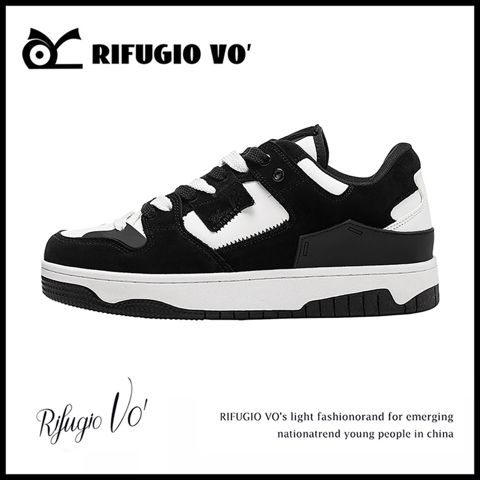 Rifugio Vo'黑白熊猫板鞋男款冬季小众潮牌高级感青少年运动潮鞋