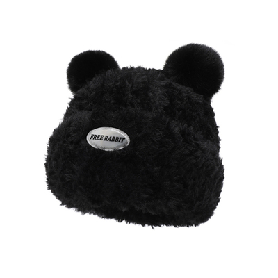 FREE RABBITⅡ 可爱小熊耳朵毛绒护耳针织帽百搭显脸小毛线帽情侣
