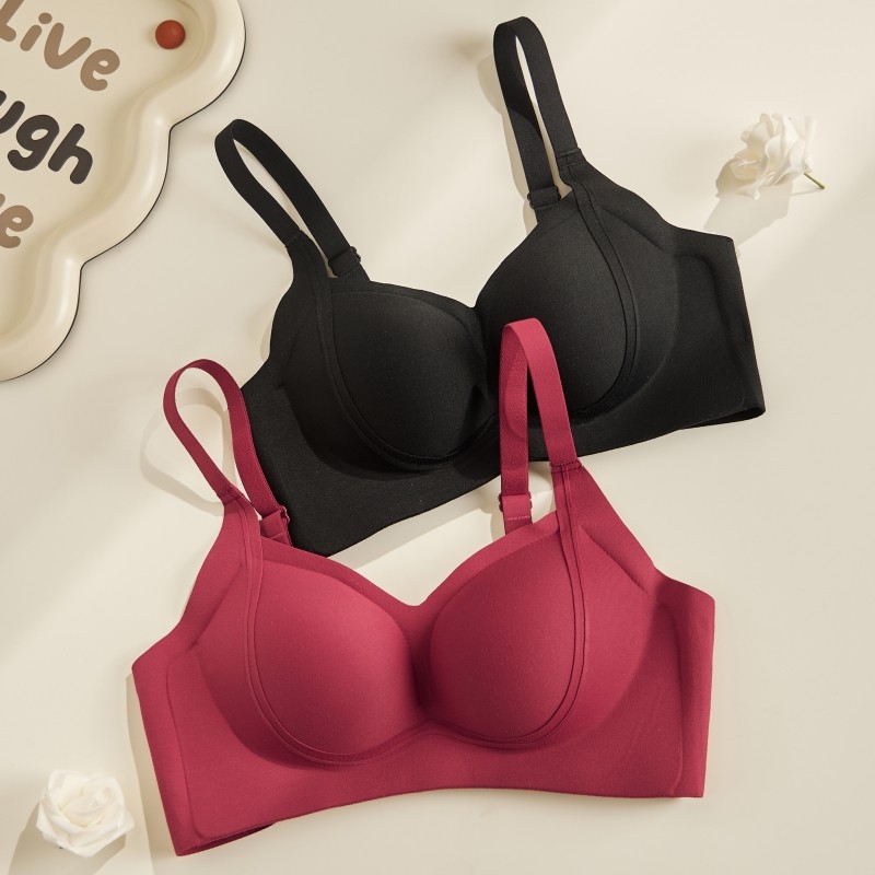 正品牌大红色本命年内衣女小胸聚拢aa杯平胸专用显大加厚5cm文胸