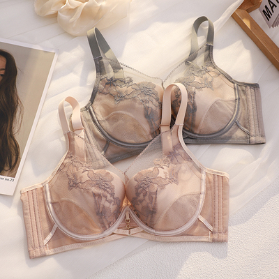 蕾丝品牌内衣女显小薄款收副乳