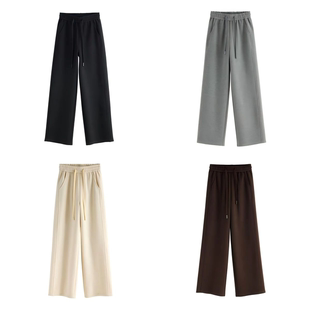 【一条过冬】进口阿尔巴卡羊驼毛+山羊绒显瘦直筒毛呢加绒裤抽绳