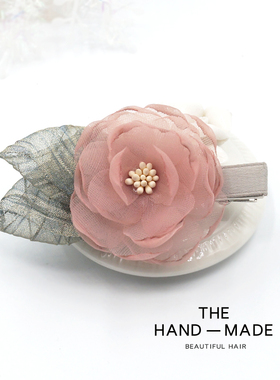 韩版边夹一字夹简约雪纱刘海夹发夹横夹娟纱清新名媛发饰品D0523