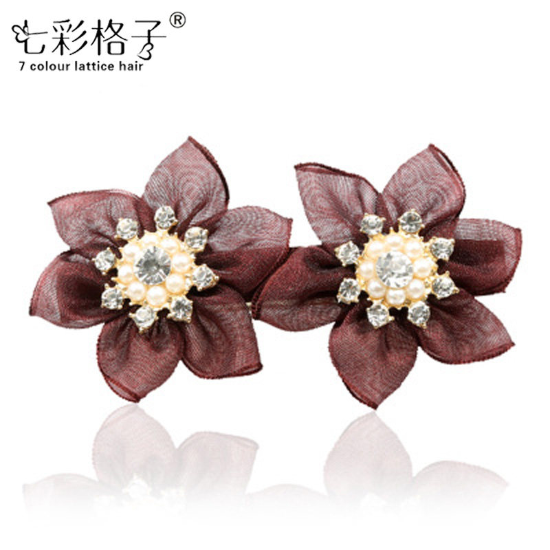 七彩格子头饰 布艺发卡韩国蝴蝶结发饰韩版饰品A0204