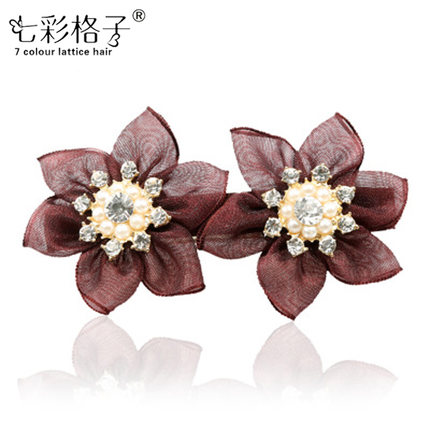 七彩格子头饰 布艺发卡韩国蝴蝶结发饰韩版饰品A0204