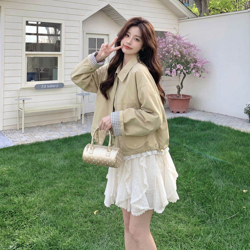 现货短外套女格子拼接2C512-7031K-P170-K265,女装短外套,昱喆服饰