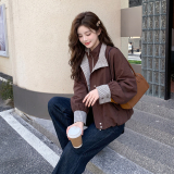 现货格子拼接短外套女2C512-7008-P165-K258，女装短外套，昱喆服饰