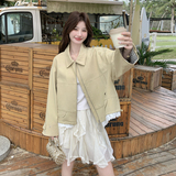 196现货卡其黄短外套女7031K新款P170控265，女装短外套，昱喆服饰