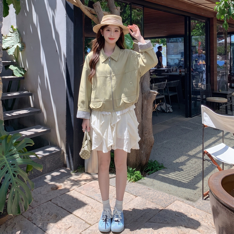 现货短外套女格子拼接2C512-7031K-P170-K265，女装短外套，昱喆服饰