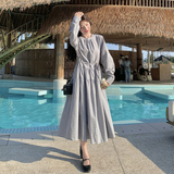 196现货长袖格子连衣裙春秋7030新款P150控235，女装连衣裙，昱喆服饰