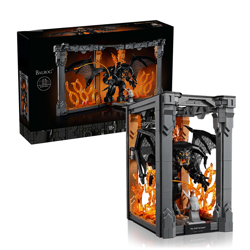 积木创意系列10367指环王:甘道夫对战炎魔书架男孩拼装模型玩具