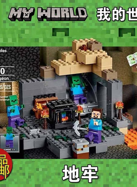 中国积木我的世界地牢地下城堡垒21119儿童益智拼装玩具礼物10390