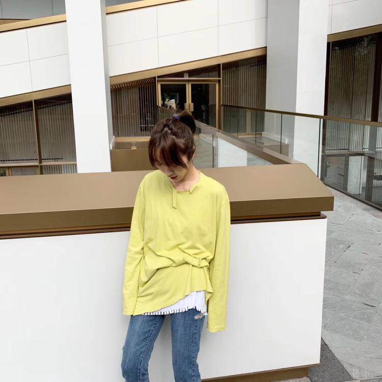 纯色打底衫女春装2023新款韩版宽松网红ins潮上衣学生百搭长袖t恤