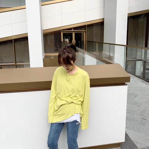 纯色打底衫女春装2023新款韩版宽松网红ins潮上衣学生百搭长袖t恤