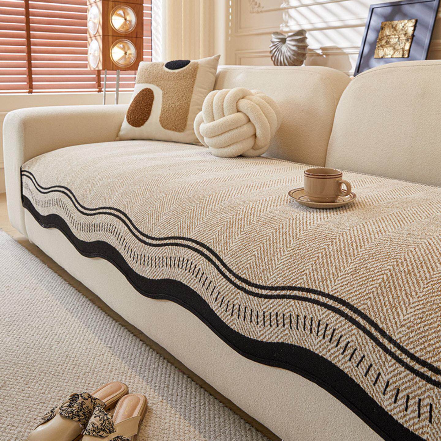 高级感皮沙发垫毛绒2026新款四季通用固定防滑直排坐垫子盖布套罩