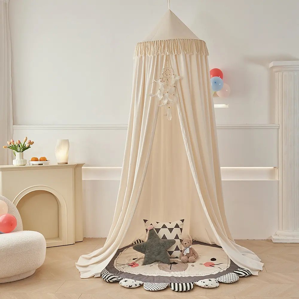 2024新款儿童房圆顶流苏吊穗床幔