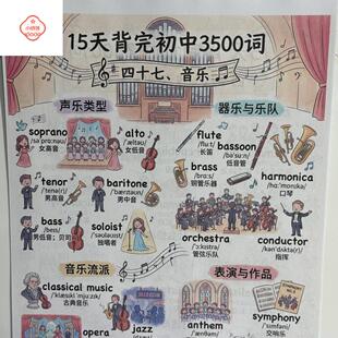 初中通用英语15天牢记初中3500词汇趣味漫画合集笔记本手绘手帐本