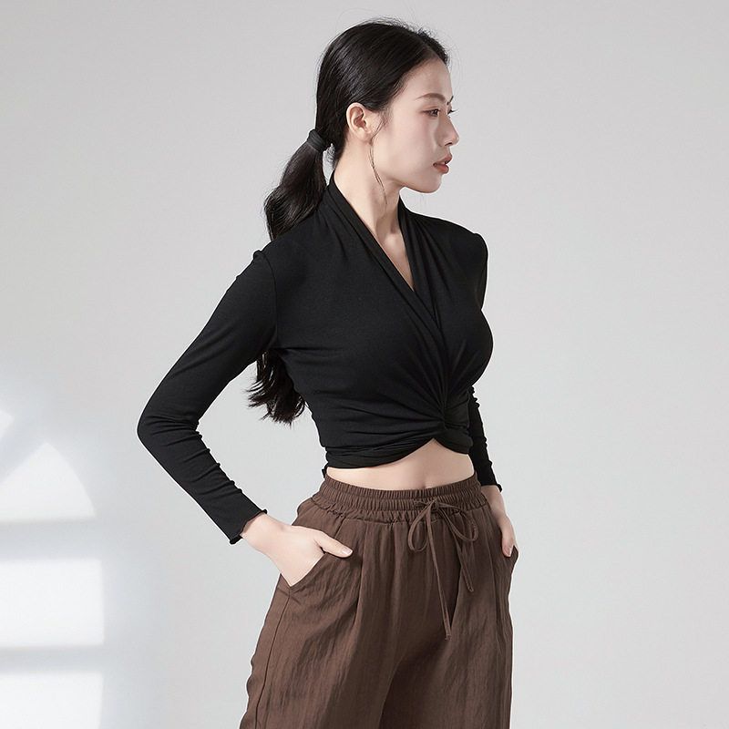 古典瑜伽服上衣女长袖罩衫春秋季