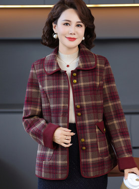 洋气小个子中老年女秋冬毛呢外套