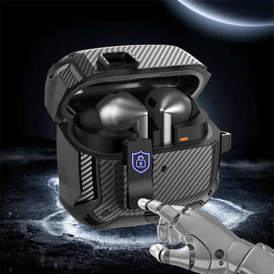 适用于三星Galaxy Buds3 Pro 大黄蜂支架款纤维纹开关锁扣挂钩三星Galaxy Buds3无线蓝牙耳机壳防摔保护套