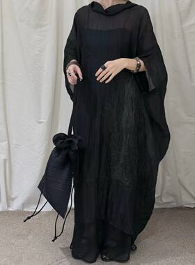 FXFF 2026春夏新款女装黑色长袖风衣女宽松连帽外套