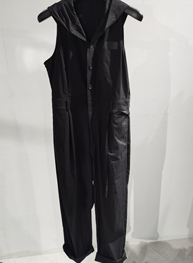 odbo欧宝女装黑色无袖连体裤